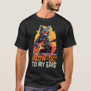 Glückliche Meowsic-Katze mit elektrischer Gitarre  T-Shirt