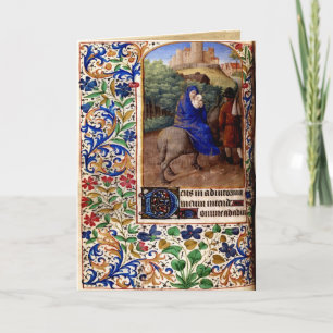 Glückliche mittelalterliche Weihnachtskarte Feiertagskarte