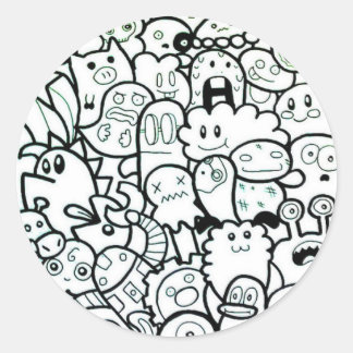 GLÜCKLICHE MONSTER-RUNDSTICKER ANPASSBAR RUNDER AUFKLEBER