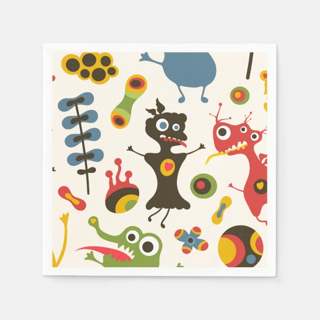 Glückliche Monster Serviette (Vorderseite)