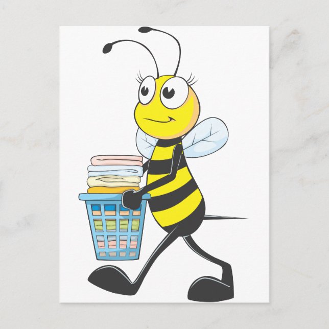 Glückliche Mutter Bee in ihrer Wäsche fertig geste Postkarte (Vorderseite)