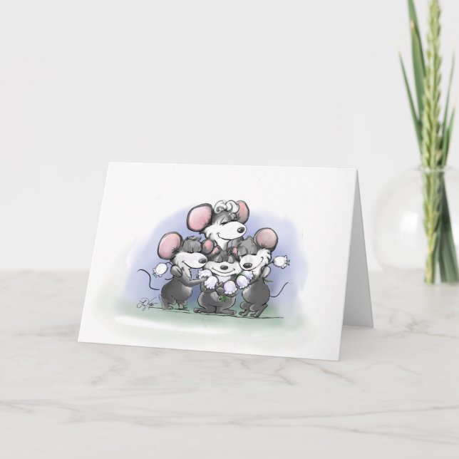 Glückliche Mutter Illustration Mic, des Mac und Karte (Vorderseite)