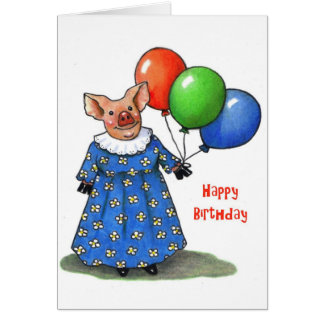 Glückliche Mutter Pig With Balloons: Farbbleistift