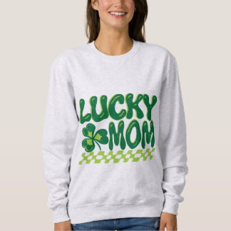 Glückliche Mutter Shamrock Schachbrett St. Patrick Sweatshirt