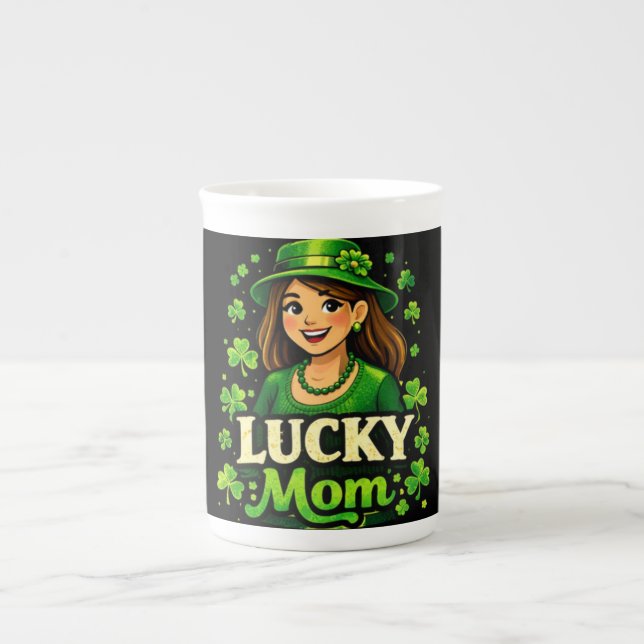 Glückliche Mutter – St. Patrick’s Day Kleeblatt-De Prozellantasse (Vorderseite)