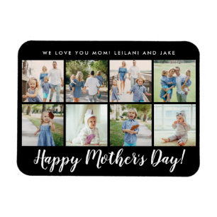 Glückliche Mutter Tag Foto Collage Custom Black Magnet