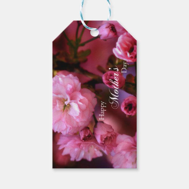 Glückliche Mütter Tag Frühling Rosa Kirschblüten Geschenkanhänger (Vorderseite)