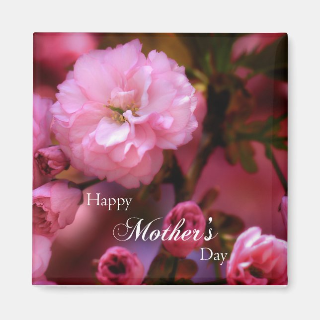 Glückliche Mütter Tag Frühling Rosa Kirschblüten Magnet (Vorne)