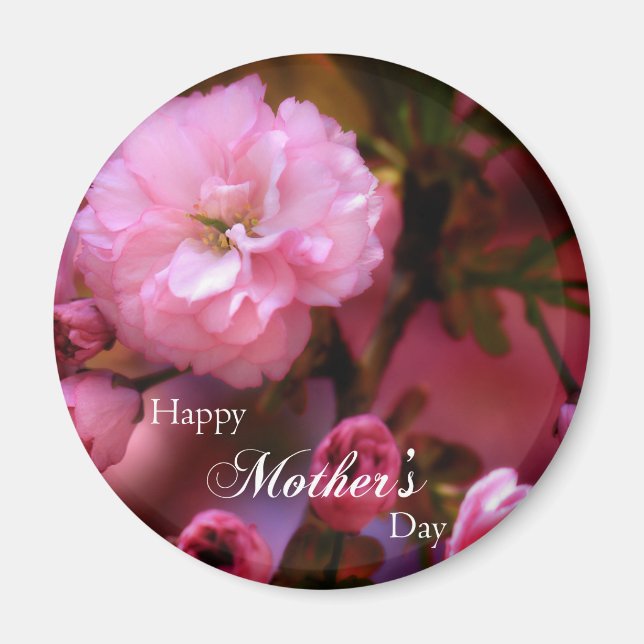 Glückliche Mütter Tag Frühling Rosa Kirschblüten Magnet (Vorne)