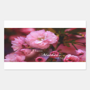 Glückliche Mütter Tag Frühling Rosa Kirschblüten Rechteckiger Aufkleber