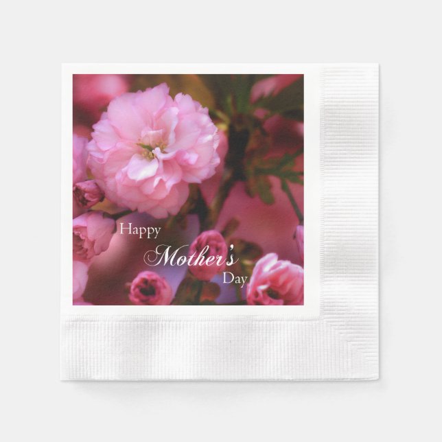 Glückliche Mütter Tag Frühling Rosa Kirschblüten Serviette (Vorderseite)