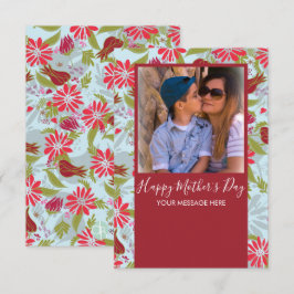 Glückliche Mutter-Tag Hand Ziehe Florals Rote Kart Karte