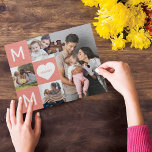 Glückliche Mutter-Tag-Mama, Familienfoto Collage Puzzle<br><div class="desc">Feiern Sie den Tag der Mutter mit unserem schönen personalisierten Foto-Puzzle. Das Design verfügt über ein mehrfaches Foto-Layout, um eigene Fotos hinzuzufügen. Das Wort "Mutter" wird in rosa Quadrate platziert, anpassen mit dem Namen der Momente im Herzen. Machen Sie mit diesem lustigen Puzzle aus der Familie eine besondere Erinnerung. Perfektes...</div>