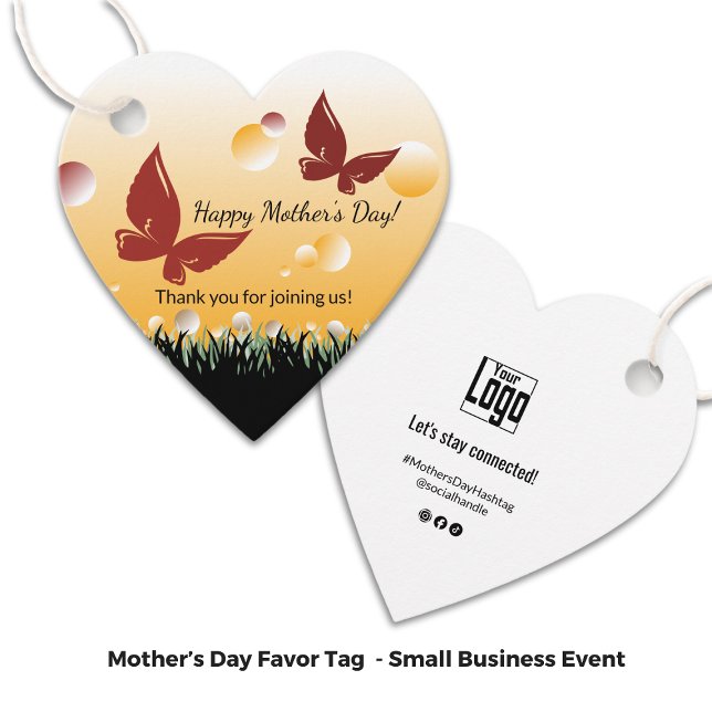 Glückliche Mutter Tag Roter Schmetterling Danke Geschenkanhänger (Happy Mother's Day Red Butterfly Thank You Favor Tags - Heart-Shaped)