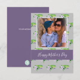 Glückliche Mutter Tag Wasserfarbe Florals Lila Kar Karte