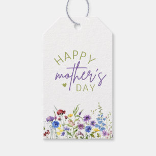 Glückliche Mutter Tag Wasserfarben Wildblumen & He Geschenkanhänger