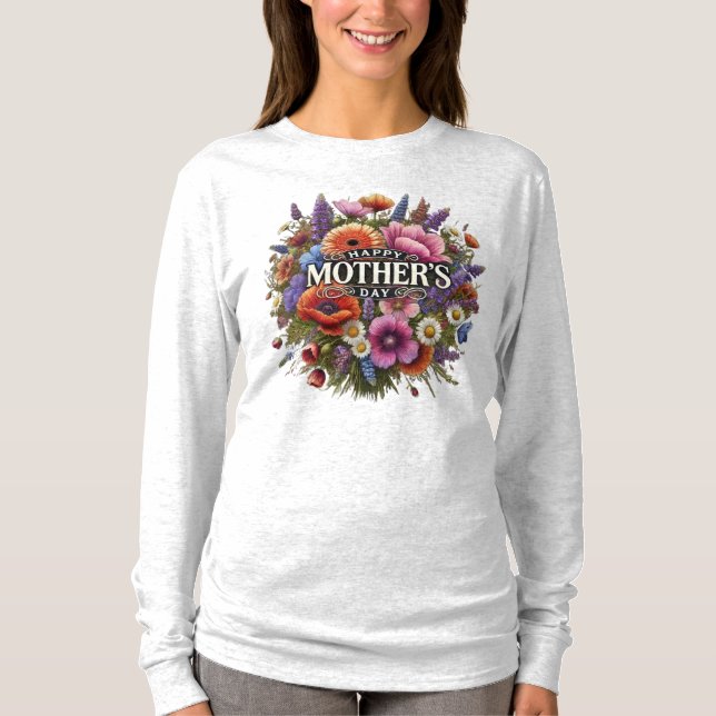 "Glückliche Mutter Tag Wildblume Langschläfchen T  T-Shirt (Vorderseite)