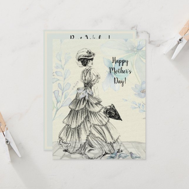 Glückliche Muttertag Viktorianische Parasolvögel (Vorderseite/Rückseite Beispiel)