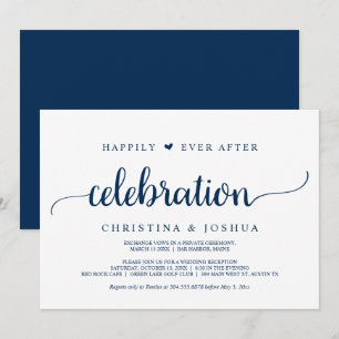 Glückliche Nachfeier, Navy Blau Elopement Einladung