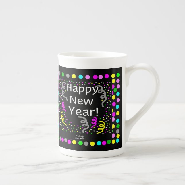 Glückliche Neujahrsgruß Knochen China Tasse (Rechts)
