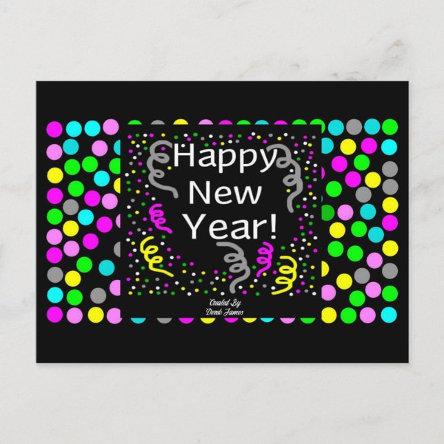 Glückliche Neujahrsgruß Postkarte (Vorderseite)