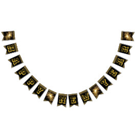 Glückliche New Year Big Gold Briefe Wimpelkette