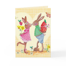 Glückliche niedliche Karte Ostern Häschen-| Ostern