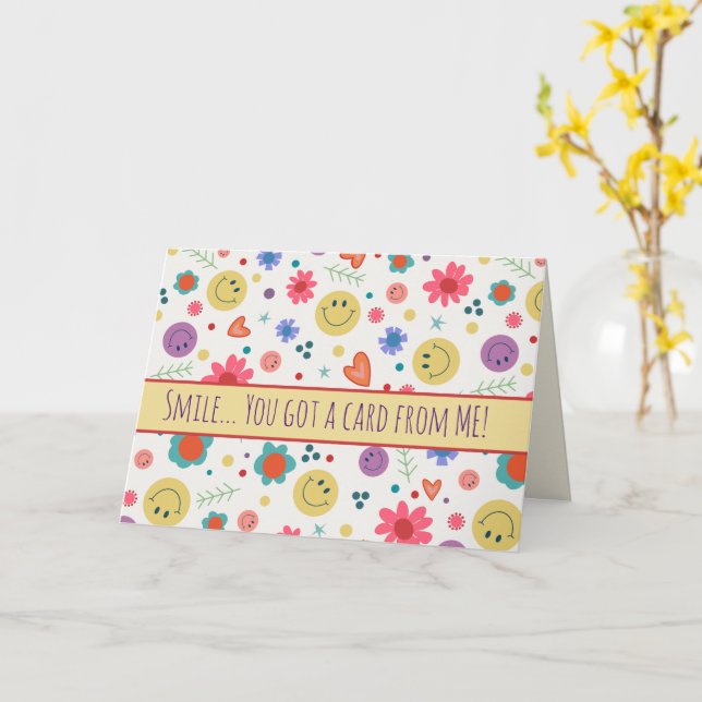 Glückliche Niedliche Spaß-Inspirivity Herz-Blume Karte (Gelbe Blume)