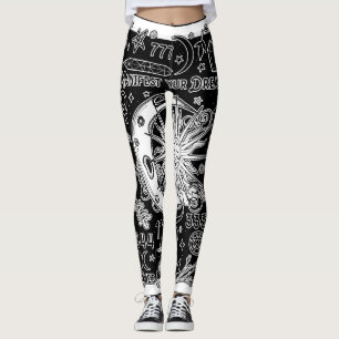 Glückliche Numerologie Manifesting Magic Black & W Leggings