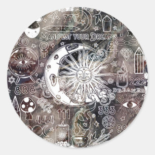Glückliche Numerologie Manifesting Magic Galaxy Gr Runder Aufkleber