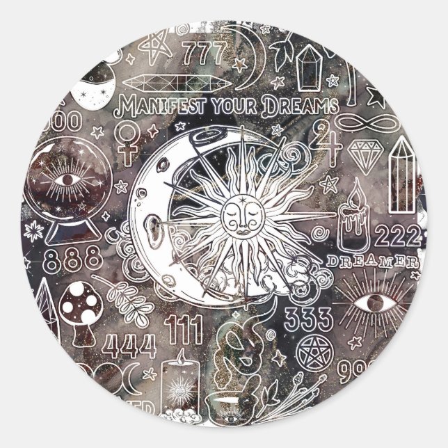 Glückliche Numerologie Manifesting Magic Galaxy Gr Runder Aufkleber (Vorderseite)