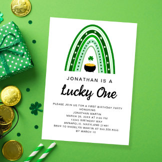 Glückliche One St. Patrick's Day First Birthday Pa Einladung