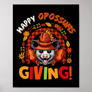 Glückliche Opossums geben Erntedankfest Nagetier R Poster