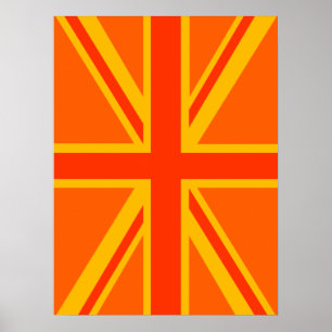Glückliche Orange Union Jack Britische Flagge Swag Poster