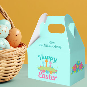 Glückliche OsterBlume überqueren Hübsche religiöse Geschenkschachtel