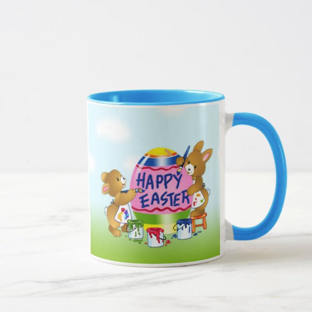 Glückliche Osterhasen, die Eier verzieren Tasse (Rechts)