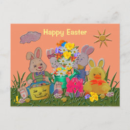 Glückliche Ostern-Freunde Feiertagspostkarte
