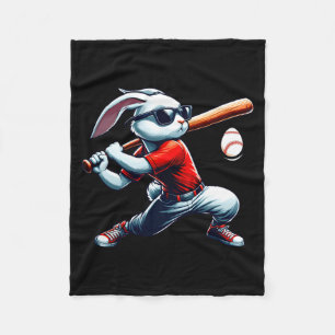 Glückliche Ostern Hase spielt Baseball Ost Jungen Fleecedecke
