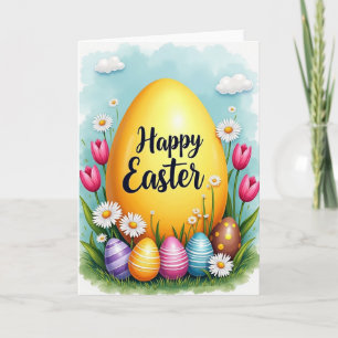 Glückliche Ostern Karte mit goldenem Oval