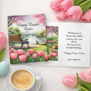Glückliche Ostern-Schwester Faltkarte Karte