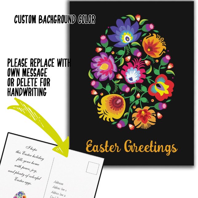 🥚 🐰 🥚 glückliche Ostern (Wycinanki) anpassbar Postkarte (Von Creator hochgeladen)