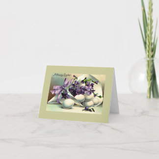 Glückliche Osterviolets & Eierspeisen Vintag Feiertagskarte