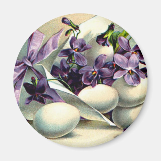 Glückliche Osterviolets & Eierspeisen Vintag Magnet (Vorne)