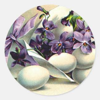 Glückliche Osterviolets & Eierspeisen Vintag Runder Aufkleber