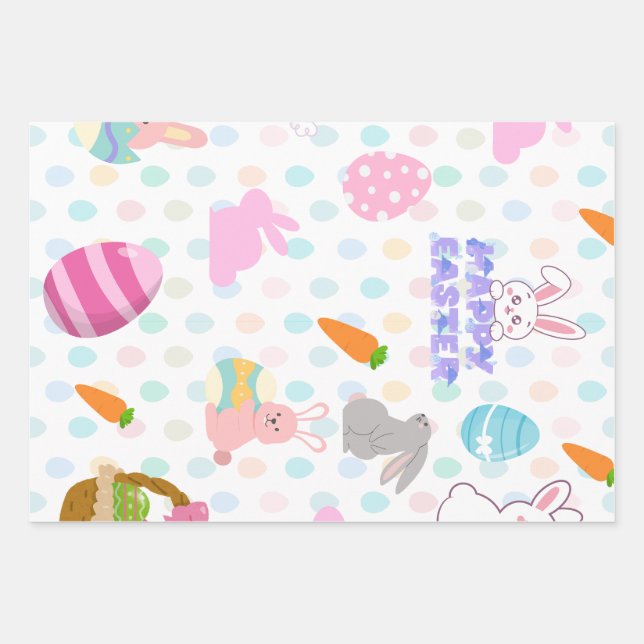 Glückliche Osterwünsche Geschenkpapier Set (Vorderseite)