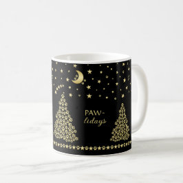 Glückliche Pawlidays, goldglänzende Paw Weihnachts Kaffeetasse