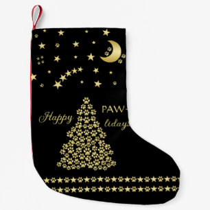 Glückliche Pawlidays, goldglänzende Paw Weihnachts Kleiner Weihnachtsstrumpf