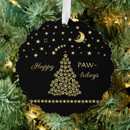 Glückliche Pawlidays, goldglänzende Paw Weihnachts Ornament Karte