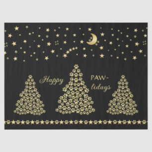 Glückliche Pawlidays, goldglänzende Paw Weihnachts Seidenpapier