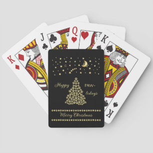 Glückliche Pawlidays, goldglänzende Paw Weihnachts Spielkarten